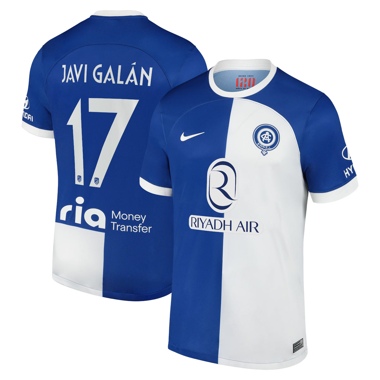 Atletico de Madrid Metropolitano Nike Away Stadium Shirt 2023-24 with Javi Galán 17 printing - Kit Captain