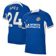 Chelsea Home Vapor Match Sponsored Shirt 2023-24 with James 24 printing - Kit Captain