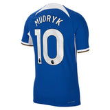 Chelsea Home Vapor Match Sponsored Shirt 2023-24 with Mudryk 10 printing - Kit Captain