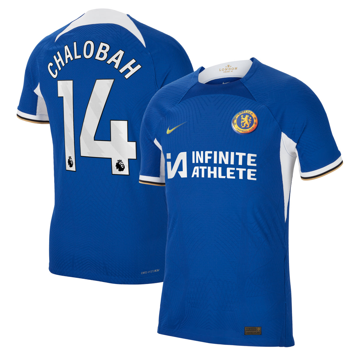 Chelsea Home Vapor Match Sponsored Shirt 2023-24 with Chalobah 14 printing - Kit Captain