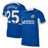 Chelsea Home Vapor Match Sponsored Shirt 2023-24 with Caicedo 25 printing - Kit Captain