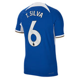 Chelsea Home Vapor Match Sponsored Shirt 2023-24 with T. Silva 6 printing - Kit Captain