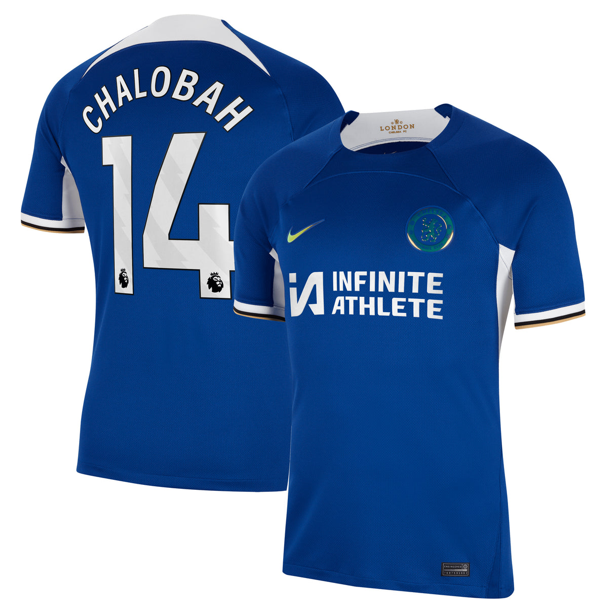 Chelsea Nike Home Stadium Sponsored Shirt 2023-24 with Chalobah 14 printing