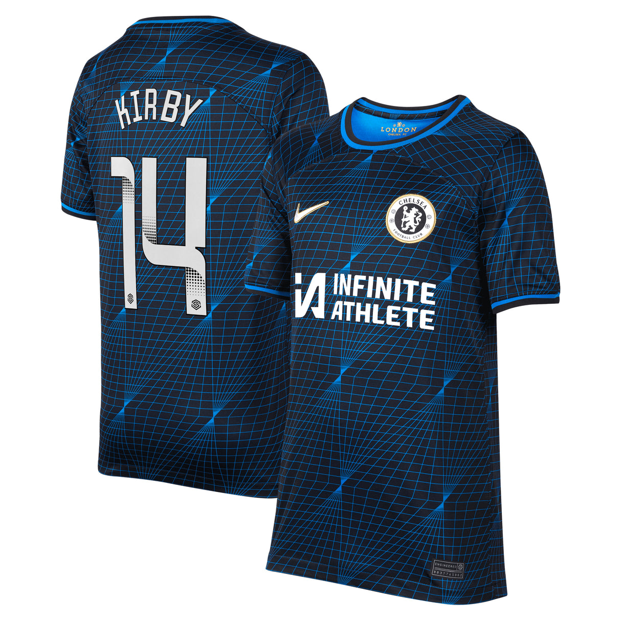 Chelsea WSL Nike Away Stadium Sponsored Shirt 2023-24 - Kids with Kirby 14 printing