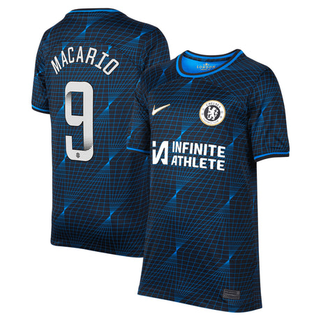 Chelsea WSL Nike Away Stadium Sponsored Shirt 2023-24 - Kids with Macario 9 printing