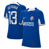 Chelsea WSL Nike Home Stadium Sponsored Shirt 2023-24 - Kids with Svitková 13 printing