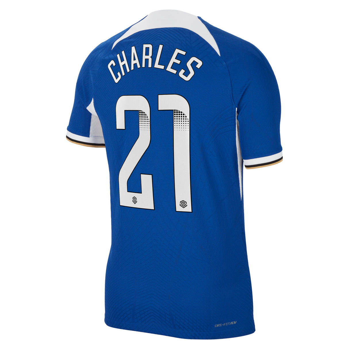 Chelsea WSL Home Vapor Match Sponsored Shirt 2023-24 with Charles 21 printing - Kit Captain