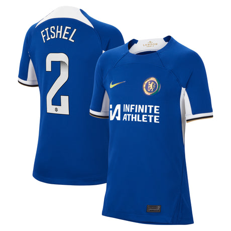 Chelsea WSL Nike Home Stadium Sponsored Shirt 2023-24 - Kids with Fishel 2 printing