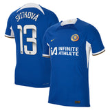 Chelsea WSL Home Vapor Match Sponsored Shirt 2023-24 with Svitková 13 printing - Kit Captain