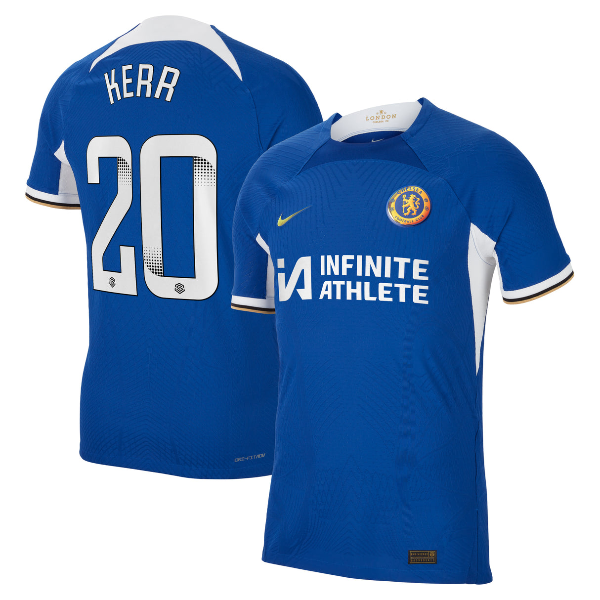 Chelsea WSL Home Vapor Match Sponsored Shirt 2023-24 with Kerr 20 printing - Kit Captain