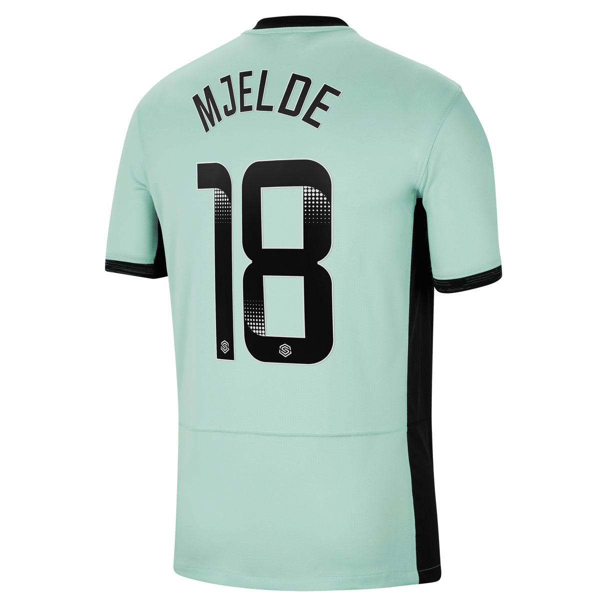 Chelsea WSL Nike Third Stadium Sponsored Shirt 2023-24 with Mjelde 18 printing