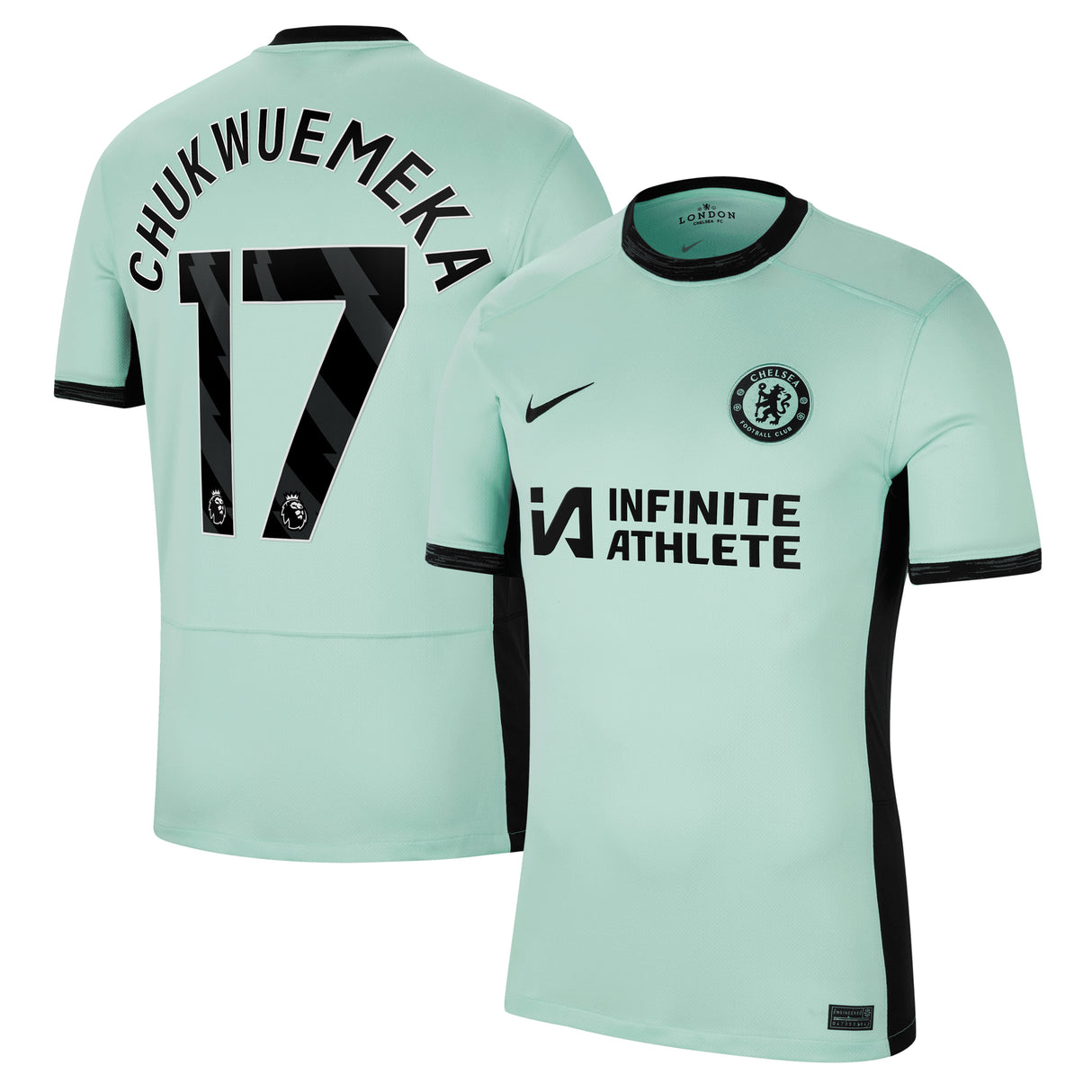 Chelsea Nike Third Stadium Sponsored Shirt 2023-24 with Chukwuemeka 17 printing