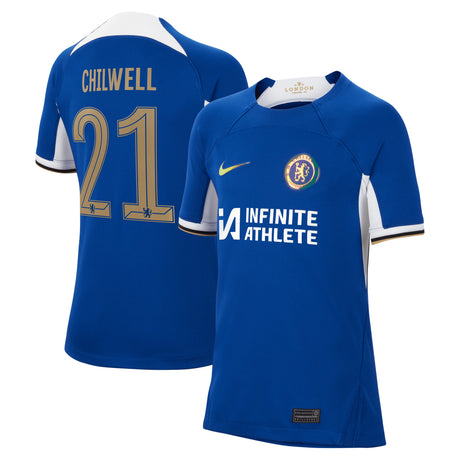 Chelsea Cup Nike Home Stadium Sponsored Shirt 2023-24 - Kids with Chilwell 21 printing