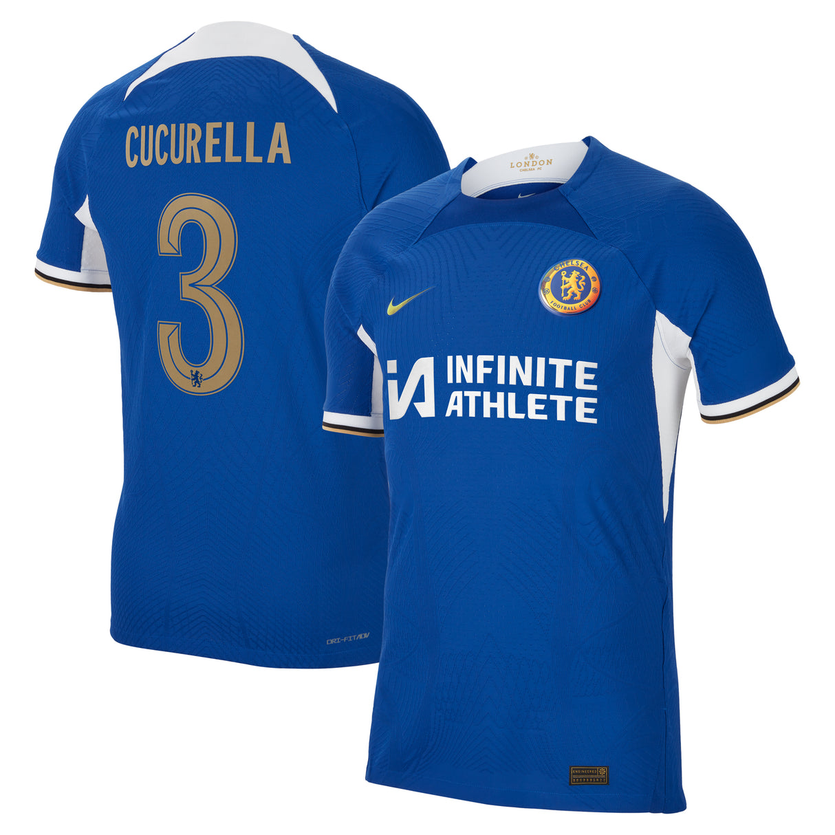 Chelsea Cup Home Vapor Match Sponsored Shirt 2023-24 with Cucurella 3 printing - Kit Captain