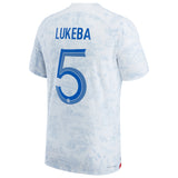 France Away Match Shirt 2022 with Lukeba 5 printing - Kit Captain