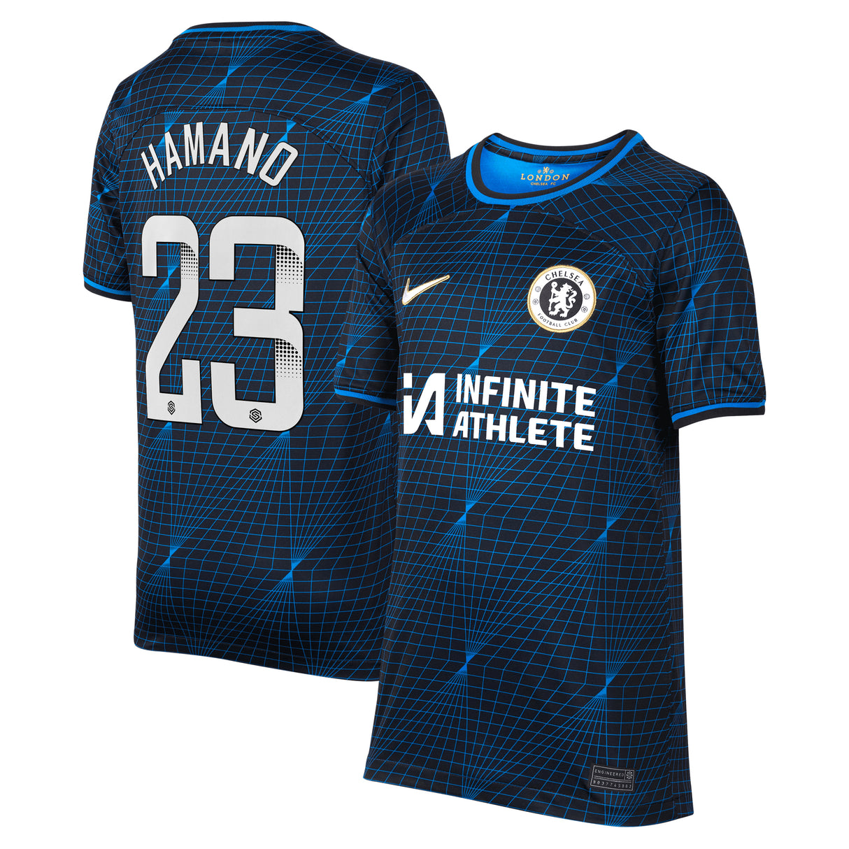 Chelsea WSL Nike Away Stadium Sponsored Shirt 2023-24 - Kids with Hamano 23 printing