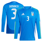 Italy adidas Home Shirt 2024 - Long Sleeve with DiMarco 3 printing