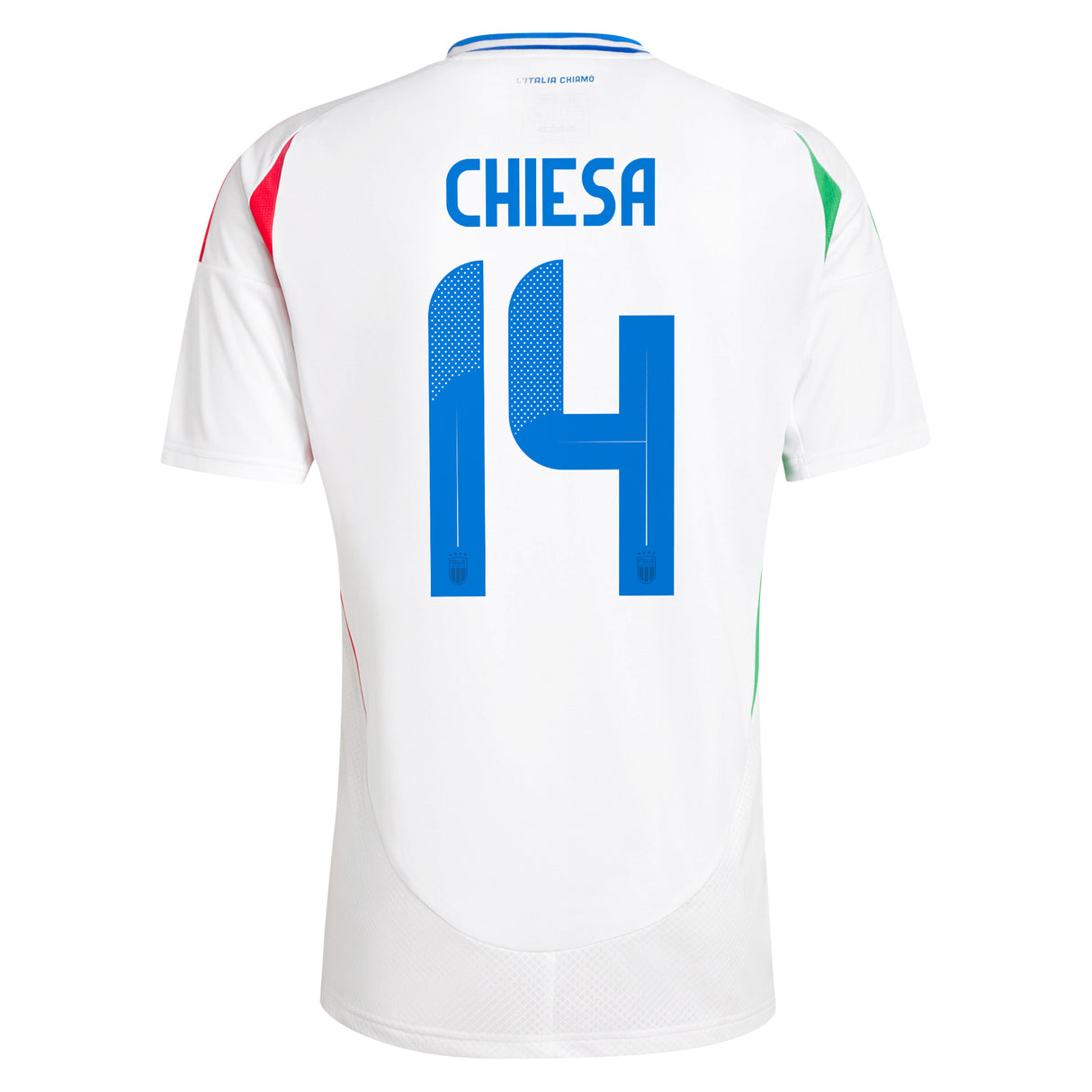 Italy adidas Away Shirt 2024 with Chiesa 14 printing